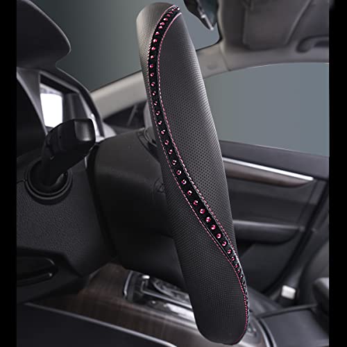 CAR PASS Bling Diamond Leather Steering Wheel Cover, Studded Crystal Rhinestones Universal Fit 14" 1/2-15" Crystal Glitter for Women Sparkle Girl Fit Suvs,Vans,Sedans,Cars,Trucks, Hot Pink Diamond