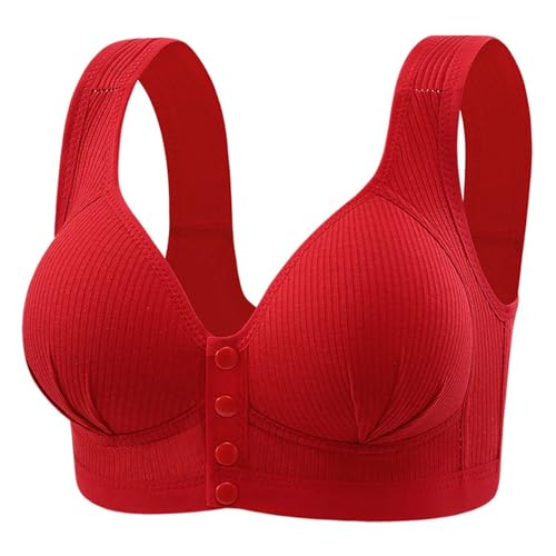 Front Closure Wireless Bras for Women Today Deals Prime Bras for Older Women no Underwire Amazon Outlet Store Clearance Prime Off Deals Last The Chance Daisy Bra for Older Red M