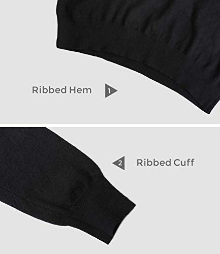 QUALFORT Women's Black Crewneck Lightweight Sweater Pullovers Black Medium