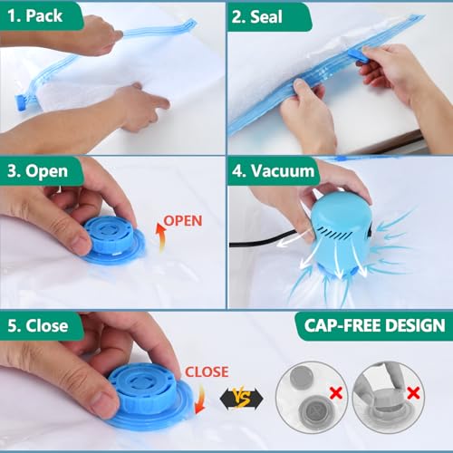 Morecoo Vacuum Seal Bags for Clothing,10 Pack Vacuum Storage Bags (5 Jumbo/5 Large) with Electric Pump,Packing Cubes Compression Space Saver for Comforters,Blankets - Travel Essentials