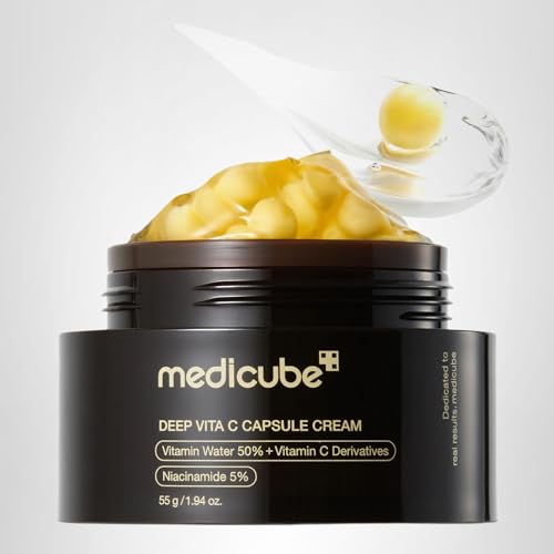 medicube Deep Vitamin C Golden Capsule Face Moisturizer - Liposome Capsules For Wrinkles, Skin Radiance - Transparent Gel for Glow Hydration - Korean Skin Care 1.94 oz