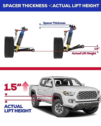 KSP 1.5" Front Leveling Lift Kits for Tacoma, 1.5 inch Front Strut Spacers Lift Kit for Toyota Tacoma 2005-2023 4Runner 2003-2023 FJ Cruiser 2007-2015, 1.5in Suspension Level Kit Aluminum Lift Spacers