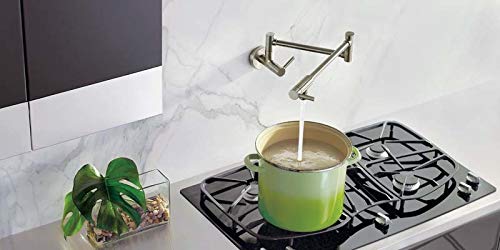 Moen S665BLS Modern Wall Mount Swing Arm Folding Pot Filler Kitchen Faucet, Black Stainless