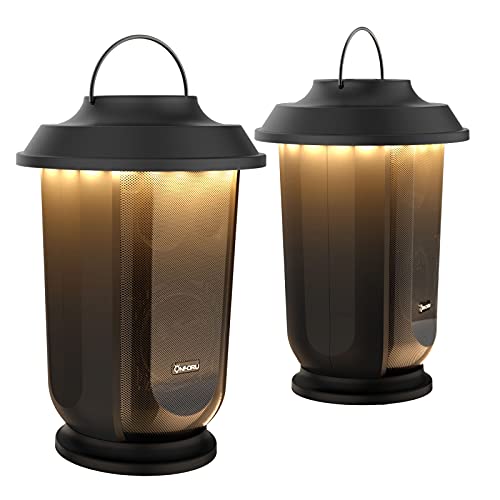 Onforu Outdoor Bluetooth Speaker with LED Lights, 2 Pack Wireless Loud Stereo Sound Lantern Speakers, True Wireless Stereo Pairing Patio Speakers, Bluetooth 5.0, Christmas Party Speakers for Garden