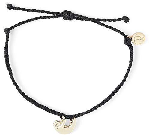 Pura Vida Gold Sloth Charity Wildlife Bracelet - 100% Waterproof, Adjustable Band - Coated Charm, Black