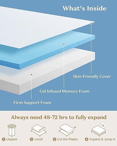 BedStory Firm Mattress Topper Twin - 3 Inch Firm Memory Foam Mattress Topper - High Density Bed Toppers for Back Pain