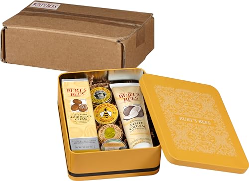 Burt's Bees Christmas Gifts, 6 Stocking Stuffers Products, Timeless Minis Kit - Original Beeswax Lip Balm, Coconut Foot Cream, Milk Honey Body Lotion, Deep Cleansing Cream, Res-Q Ointment & Hand Salve