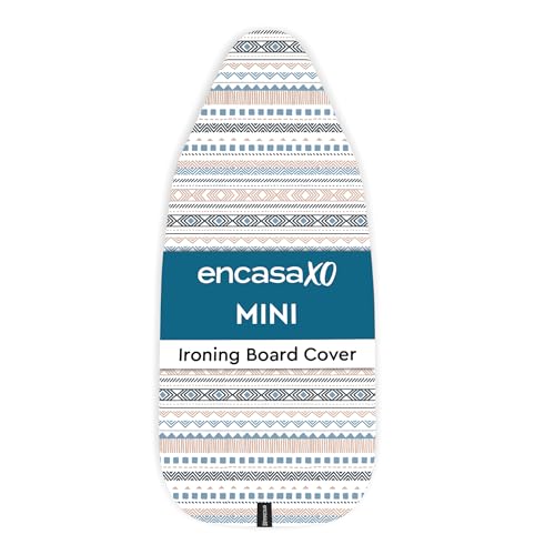 Encasa XO Ironing Board Cover and Pad 42"x14" - Thick 3mm Felt Padding, Drawstring Tightening & Lock, Easy Fit, Scorch & Stain Resistant, Fits Medium Ironing Board - Zig Zag Peri