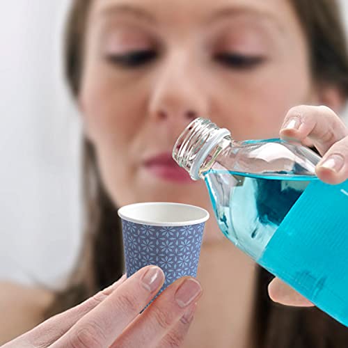 Clawsoff 300 Pack 5oz Paper Cups, Disposable Bathroom Navy Floral Small Mouthwash Cups 5 OZ for Barth, Parties, Picnics, Barbecues, Travel and Events.