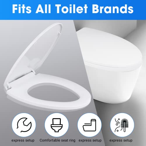 YNR Toilet Seat with Slow Close Hinges, Standard Elongated Toilet Seat with Non-slip Seat Bumpers, Easy to Install & Clean, Heavy Duty PP Material, Fits All Toilet Brands (Y6)
