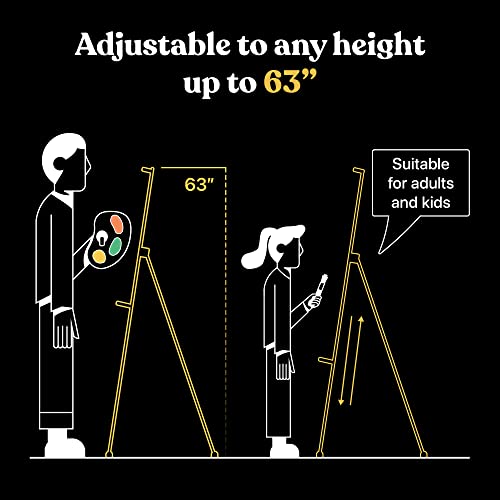 Portable Art Easel Stand 63 Inches - Black Picture Stands for Display w/Bag - Tabletop Art Easel Stand for Sign, Wedding Signs, Poster Stand, Painting Canvas Stand - Metal Tripod, Easels for Display