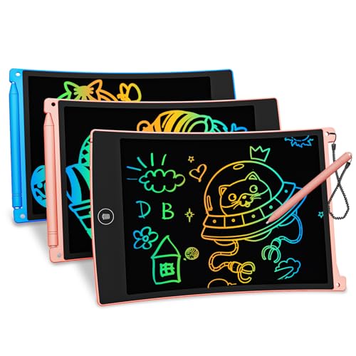 bravokids 2 Pack LCD Writing Tablet with Stylus, 8.5 inch Colorful Doodle Board Drawing Pad for Kids, Travel Games Activity Learning Toys, Birthday Gift for Age 3 4 5 6 7 8 Year Old Boys Girls