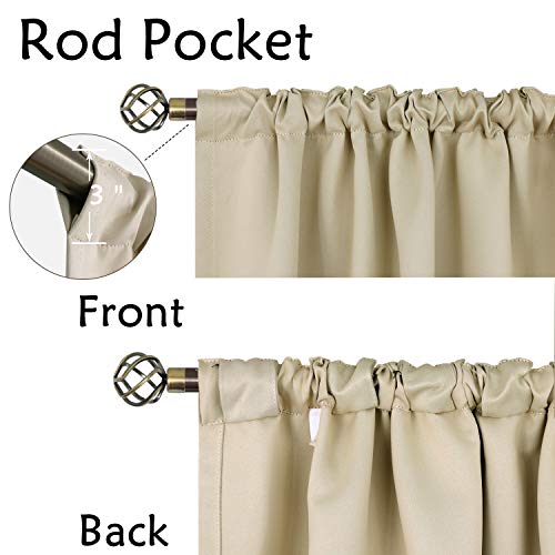 BGment Short Kitchen Curtains 36 Inch Length for Half Windows - 34 x 36 inch Curtains Rod Pocket and Back Tab Thermal Insulated Room Darkening Curtains for Cafe Room, 2 Window Panels, Navy