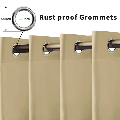OutdoorLines Waterproof Indoor Outdoor Curtains for Patio–Privacy Sun Blocking Grommet Curtain Panel Weatherproof, UV Resistant Curtains for Gazebo, Front Porch, Pergola Beige 150W x 95L Inch 1 Panel