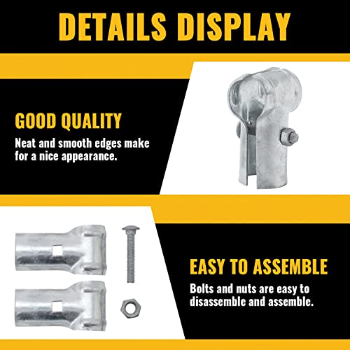 VIVIDA 1-3/8" x 1-3/8" End Rail Clamps 2 PCS, Chain Link Panel T Clamps, Galvanized Pipe T Connectors for 1-3/8" OD Pipe, Chain Link Fence Fittings