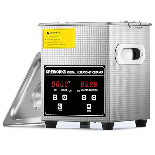 CREWORKS Professional Jewelry Cleaning Machine, 2L Jewelry Cleaner Ultrasonic Machine with Heater & Timer, Digital Ultrasonic Cleaner for Cleaning Denture Dental Oral Irrigator Parts Retainer Glasses