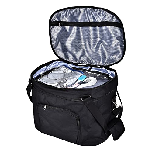 Double Layers Slow Cooker Bag,Carry Case with Top Zip Compartment and Accessory Pocket , Insulated Slow Cooker Carrier Fits for Most 6-8 Quart Oval Slow Cooker, Fabric waterproof ,Easy to clean.(Bag