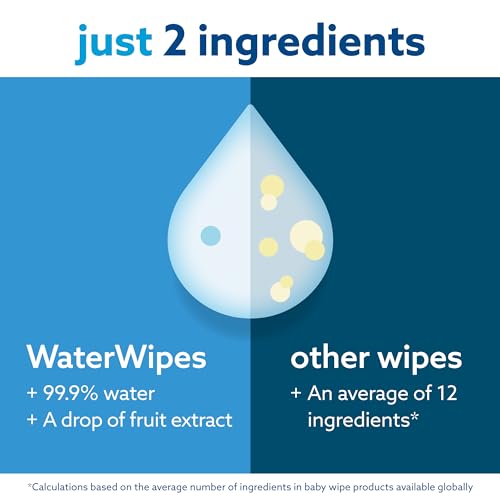WaterWipes Plastic-Free Original 99.9% Water Based Wipes, Unscented & Hypoallergenic for Sensitive Skin, 60 Count (1 pack)