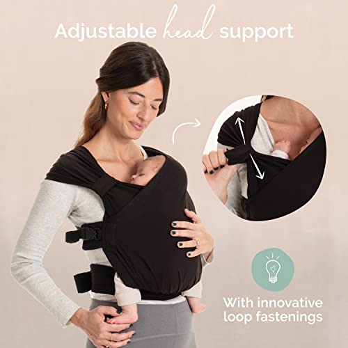 Boba Bliss Hybrid Baby Carrier Newborn to Toddler - 2-in-1 Baby Wrap & Baby Carrier - Pre-Wrapped Baby Sling Wrap Newborn - Certified Hip-Healthy - Soft & Stretchy Baby Sling Carrier- 7-35 lbs (Black)