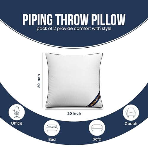 Utopia Bedding Throw Pillow Inserts (Pack of 2, White), 12 x 12 Inches Decorative Indoor Pillows for Sofa, Bed, Couch, Cushion Sham Stuffer