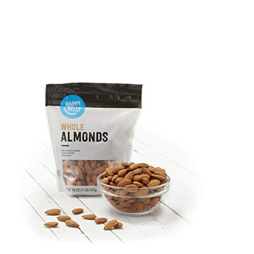 Amazon Brand - Happy Belly Whole Raw Almonds, 16 ounce (Pack of 1)