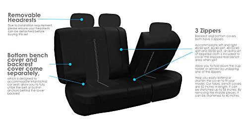 FH Group Perforated Leatherette Three Row Set 7 Seater Car Seat Covers, Airbag Compatible and Split Ready- Universal Fit for Cars, Trucks & SUVs (Black)