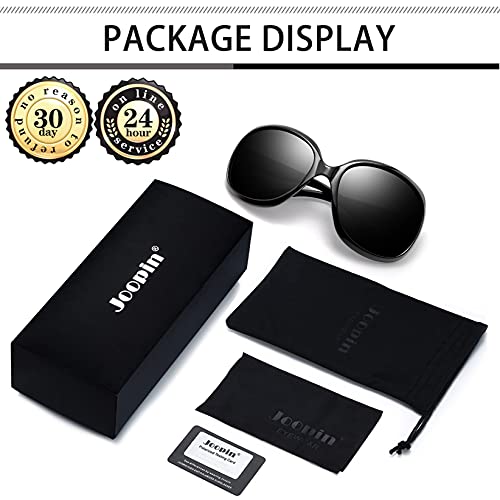 Joopin Oversized Women’s Sunglasses Polarized, Ladies Big Sunnies Sun Glasses UV Blocking, Huge Frame Shades with Dark Lens (Black+Black Red)