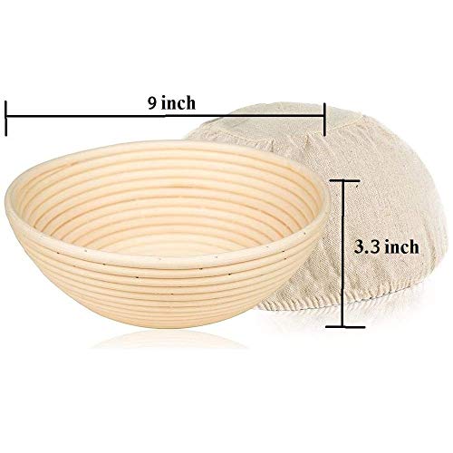 YAANI Sourdough Starter Kit, Sourdough Bread Baking Supplies, Banneton Bread Proofing Basket Set Of 2 Round and Oval, Dough Whisk, Scoring Tool, Metal Scraper, Silicone Scraper, Premium Baking Tools
