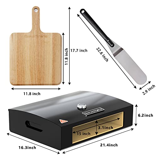 BakerStone Pizza Oven Outdoor, 5-Sided Stone Pizza Oven Box Kit for Gas Grill Top with Wood Paddle, Turning Peel, Dust Cover, Original Series