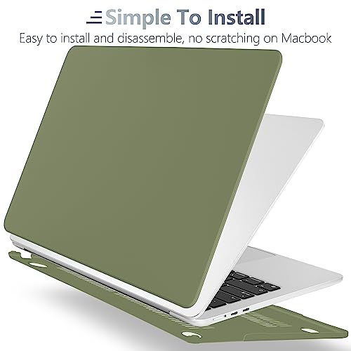 Batianda Compatible with 2023 MacBook Air 15 inch Case Model A2941 M2 Chip, Rubberized Smooth Touch Plastic Protective Hard Shell with Screen Protector Keyboard Cover and OTG Adapter,Solid Green
