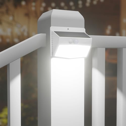 Peasur 2 Packs Solar Outdoor Lights Motion Sensor Solar Security Lights Waterproof with 3 Lighting Modes Solar Powered Wall Lights Outside for Garden Fence Yard Deck, Brown