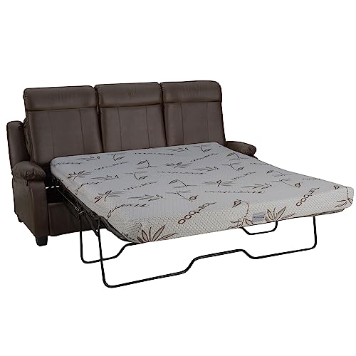 RecPro Charles Collection | 80" RV Hide A Bed Loveseat | Memory Foam Mattress | RV Sleeper Sofa | Pull Out Couch | RV Furniture | RV Loveseat | RV Living Room (Slideout) Furniture | Chestnut
