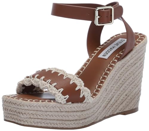 Steve Madden Women's Undone Wedge Sandal, Cognac Multi, 11