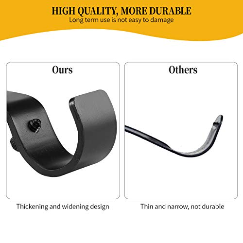 Anndason Heavy Duty Adjustable Curtain Rod Brackets Holders - 1 Inch Rod, Black Color, (Set of 2)
