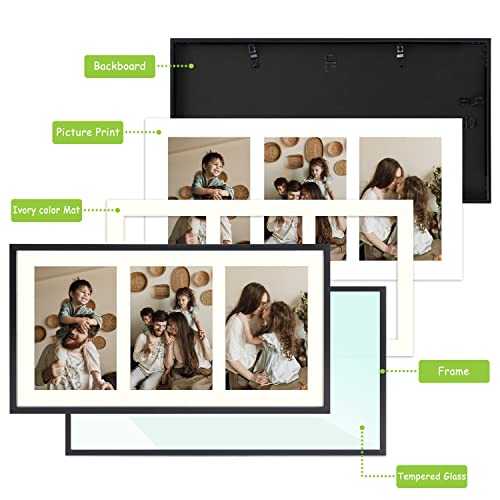 Golden State Art, Set of 10, 7x14 White Photo Wood Collage Frame with Mat Displays (3) 4"x6" Pictures