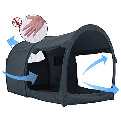 LEEDOR Bed Tent Dream Tents Bed Canopy Shelter Cabin Indoor Privacy Warm Breathable Pop Up Twin Size for Kids and Adult Patent Pending PitchBlack(Mattress Not Included)