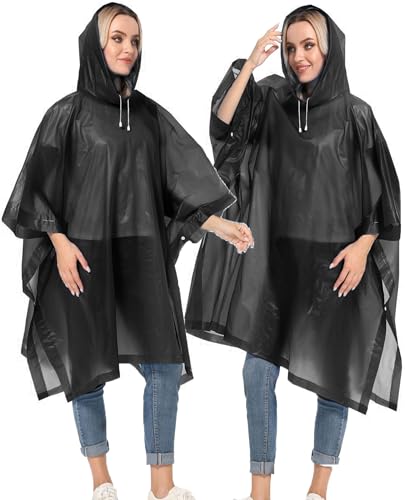 HOOMBOOM Unisex Rain Ponchos 2 Packs for Adults Waterproof Emergency Rain Coat White