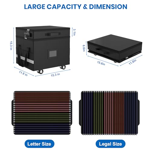 HAMOPY Fireproof Document Box, Document Organizer 2 Layer Detachable File Box with Combination Lock & Reflective Strip, Collapsible Fireproof Document Box File Cabinet