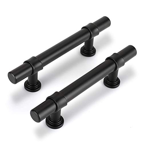 goldenwarm 10 Pack Black Cabinet Pulls 4 inch Drawer Pulls Kitchen Cabinet Handles Modern Cabinet Door Handles T Bar Drawer Pulls Black Dresser Handles