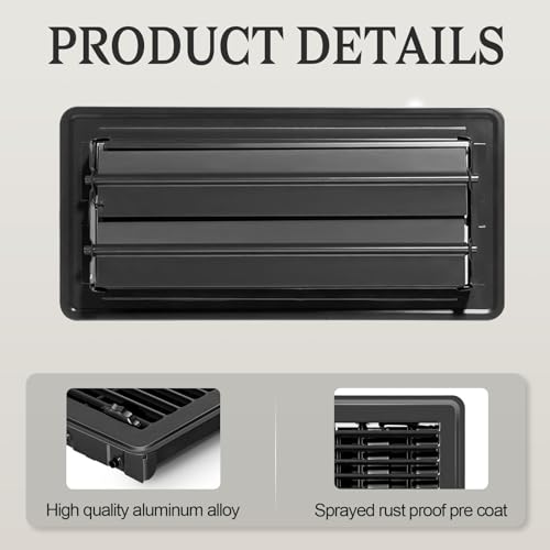 Gmurnai 4x12 Floor Vents Heavy Duty Floor Registers, Floor Air Vent Covers 4 X 12 for Home Floor Wall Ceiling, Rust Proof Finish Registers Grilles & Vents (1, Brown, 4x12 Inches)