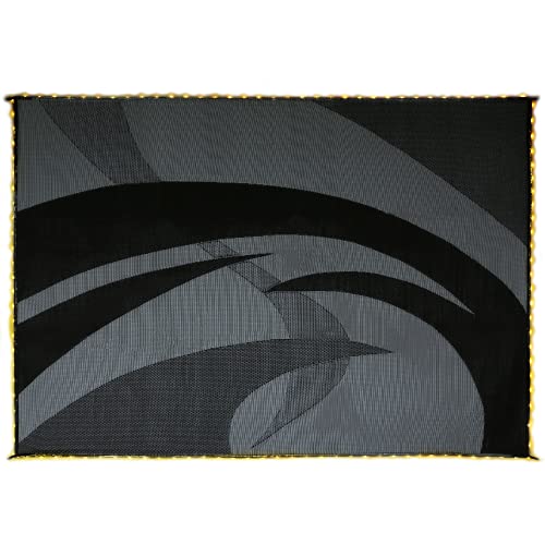 Stylish Camping L158111WL 8-feet by 11-feet LED Illuminated Patio Mat - Outdoor Patio Black/White RV Camping Mat