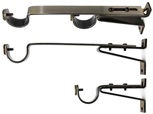 Urbanest Long Double Drapery Curtain Window Rod Bracket Holder, Up to 1.25" Rod - Antique Brass