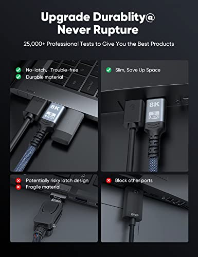 Capshi DisplayPort Cable 1.4, 8K DP Cable 3.3FT (8K@60Hz, 4K@144Hz, 2K@240Hz) HBR3 Support 32.4Gbps, HDCP 2.2, HDR10 FreeSync G-Sync for Gaming Monitor 3090 Graphics PC (Red)