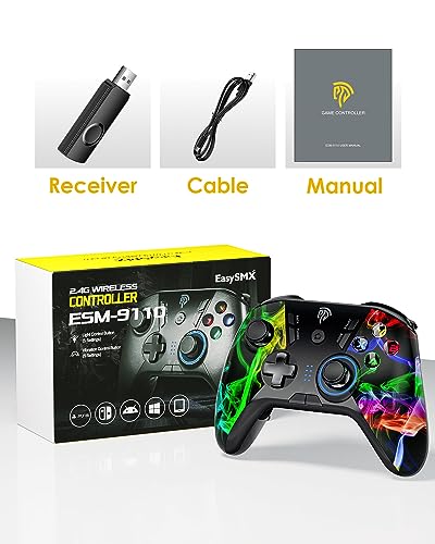 EasySMX PS3 Gaming Controller, Wireless 2.4G Gamepads with Vibration Fire Button Range up to 10m Support PC (Windows XP/7/8/10), Steam, PS3, Android, TV Box Portable Gaming Joystick