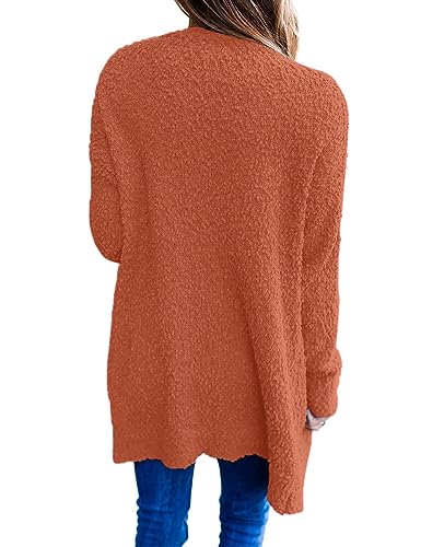 ZESICA Women's 2024 Fall Casual Long Sleeve Open Front Soft Chunky Knit Sweater Cardigan Outerwear,Tearose,Medium