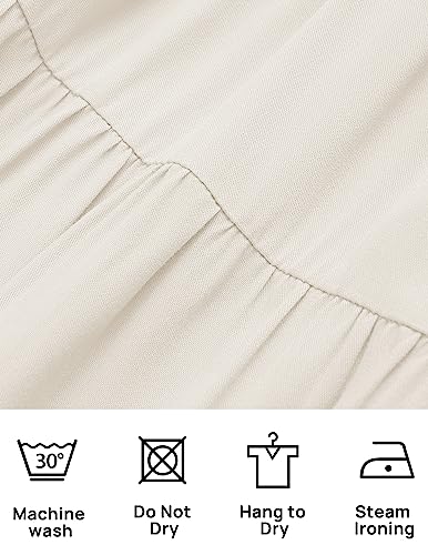 ZESICA Women's 2024 Boho Summer One Shoulder Short Sleeve Smocked Side Split Ruffle Swing Midi Dress White