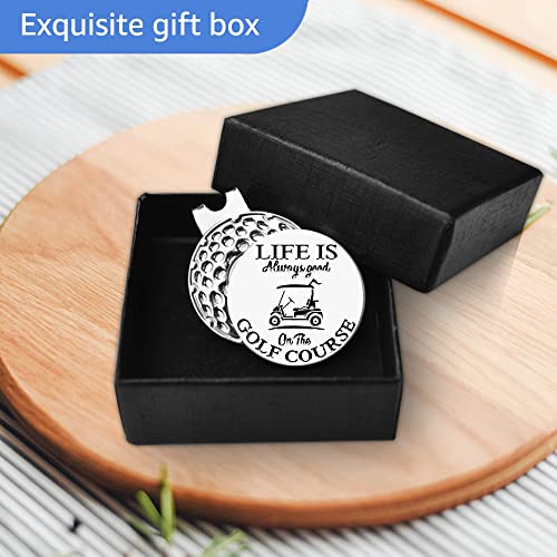 GEYGIE Life is Alawys Good On The Golf Course Golf Ball Marker with Magnetic Hat Clip, Funny Golf Accessories Gifts for Men Women, Golf Gifts for Men Woman, Gift for Men Woman Golf Fan
