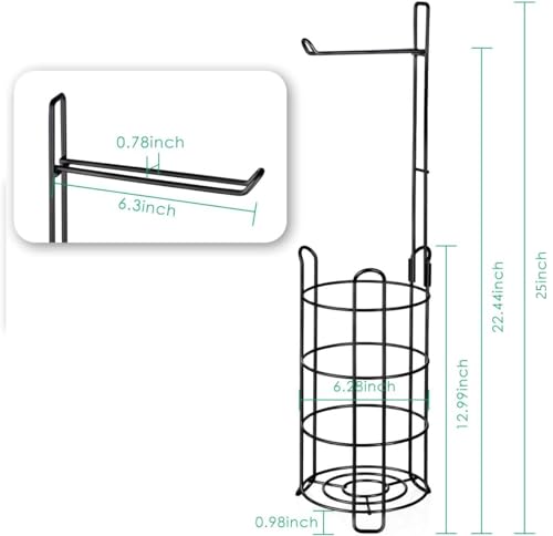 TomCare Toilet Paper Holder Toilet Paper Stand and Dispenser for 3 Spare Rolls Metal Wire Free-Standing Toilet Tissue Paper Roll Storage Shelf Bathroom Accessories Storage Organizer Black