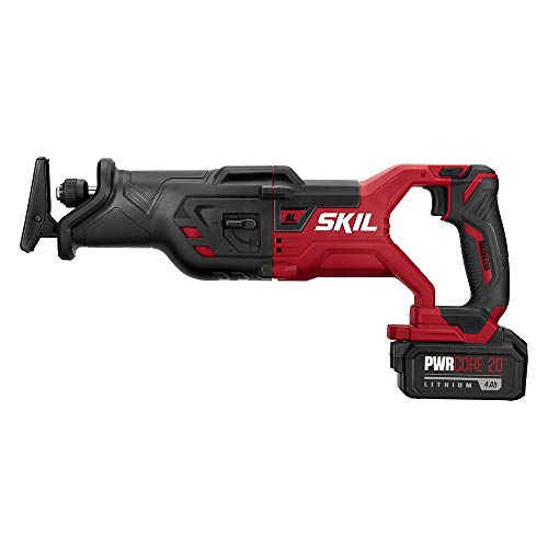 SKIL PWR CORE 20 Brushless 20V Reciprocating Saw Kit with 4.0Ah Battery, PWR JUMP Charger, and PWRAssist USB Adapter - RS5884-1A