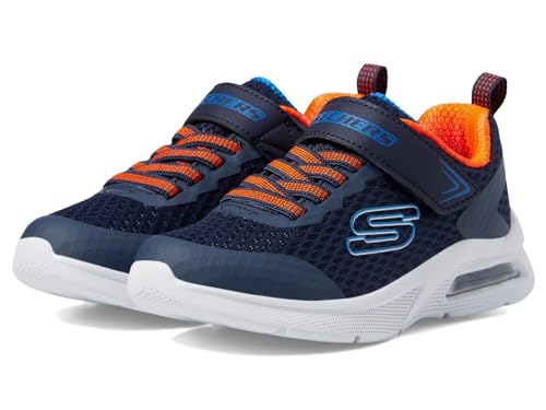 Skechers Boy's Microspec Max Sneaker, Charcoal/Blue, 13.5 Little Kid